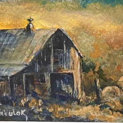 Barn on South Kagy - Painting size 4" x 6". Framed size 12" x 14". Price = $700
